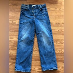 Zara Women’s Blue Straight Leg Jeans with Natural Fading